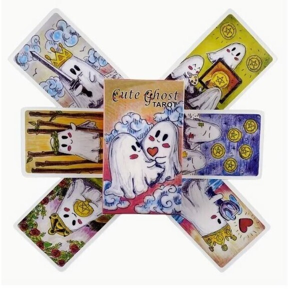 Adorable Ghost Tarot Deck Funny Cute Oracle Cards Halloween Fortune Telling - Picture 4 of 6